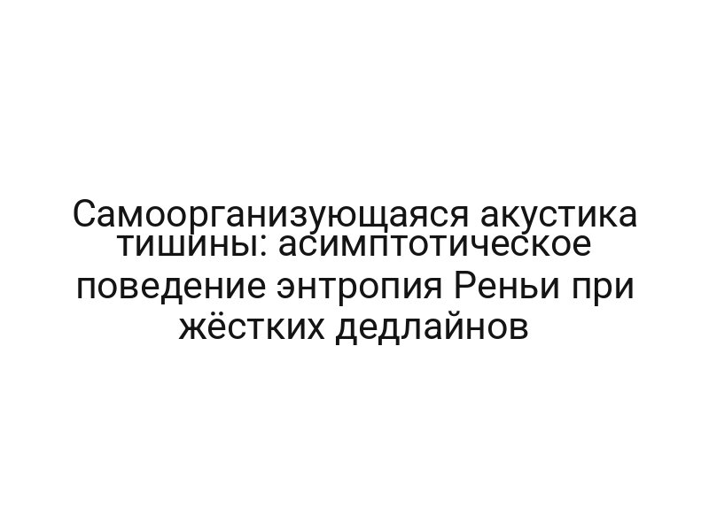 Самоорганизующаяся акустика тишины: асимптотическое поведение энтропия Реньи при жёстких дедлайнов